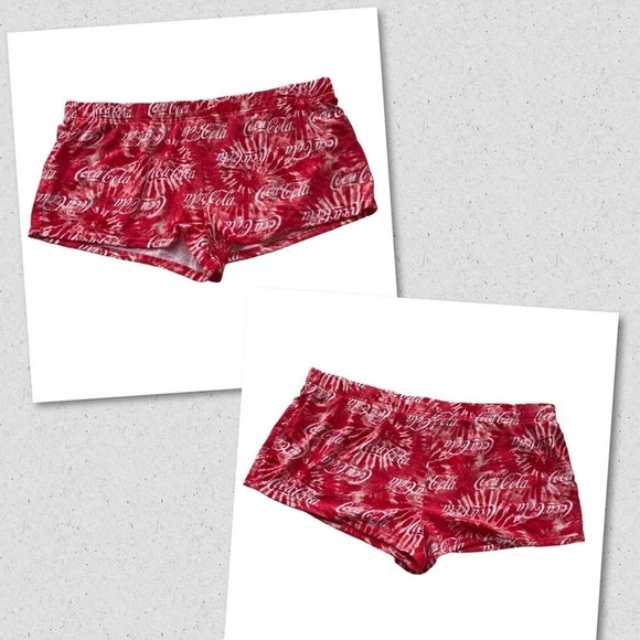Coca Cola Novelty Tie Dye Boy Shorts Red White 2XL French Terry Pull On Bootie - Picture 6 of 6